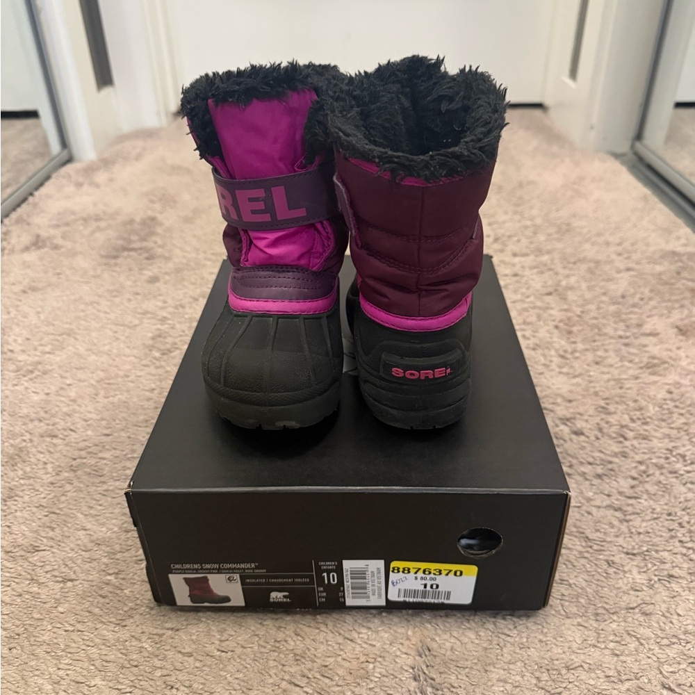 Sorel Black and Pink Furry Winter Boots